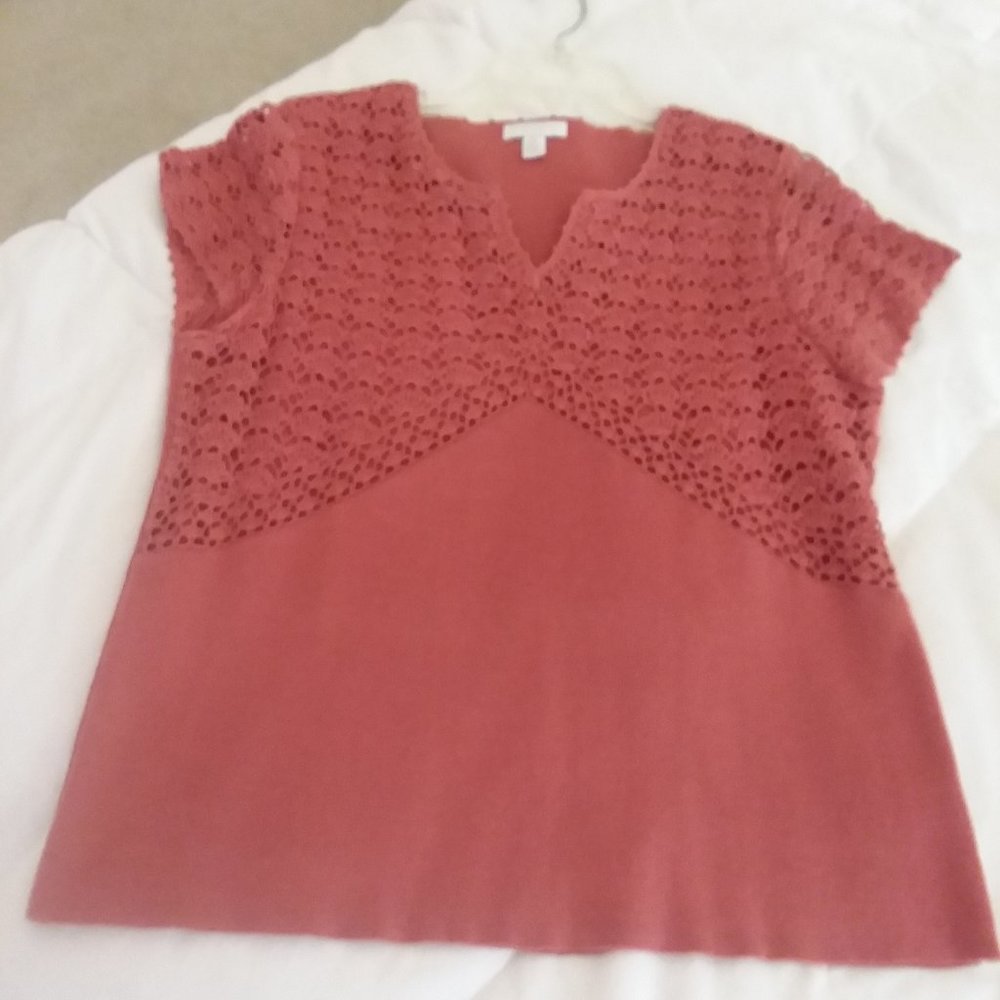 Charter Club Coral Crochet Top -NWT - Petite Large